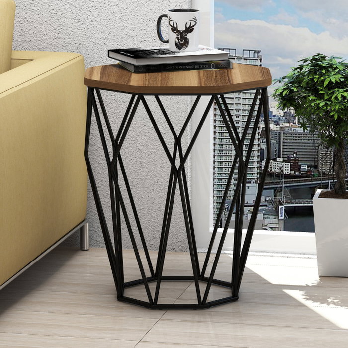 Hanah Home Sofya Mesa Auxiliar Nogal y Negro